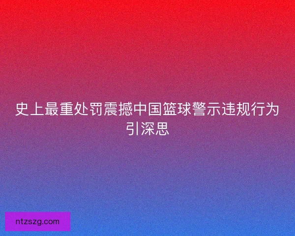 史上最重处罚震撼中国篮球警示违规行为引深思